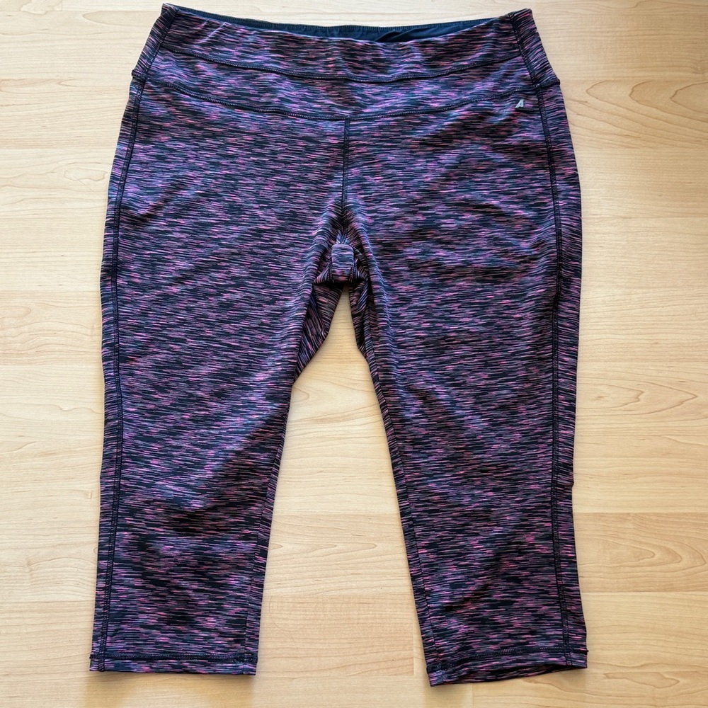 Avia Women’s Neon Pink, Black, Gray Activewear Workout Capri Pants Leggings, XL